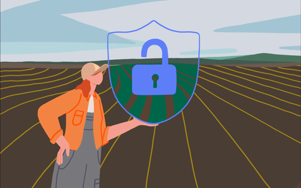 .gif image of woman holding a lock shield in one hand